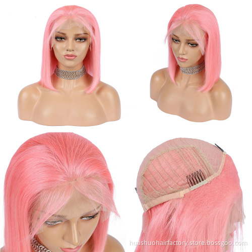 613 Blond Color Wig Human Hair Front Lace Wig Brazilian Colored Bob Lace Pink Orange Blue Red Swiss Lace Short Wig